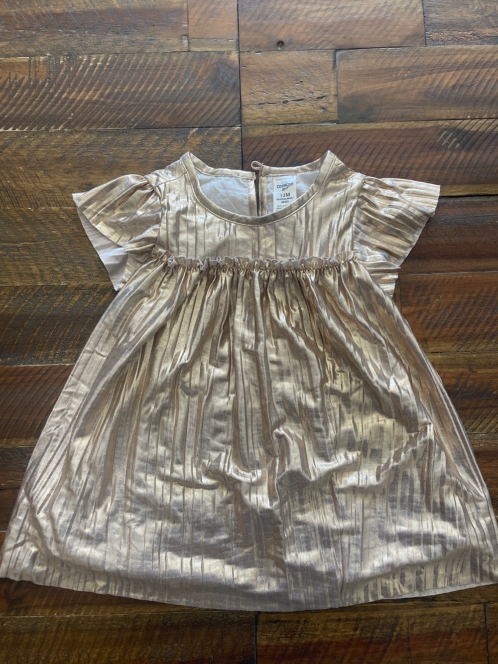 OshKosh B'gosh Metallic Gold Pleated Baby Dress